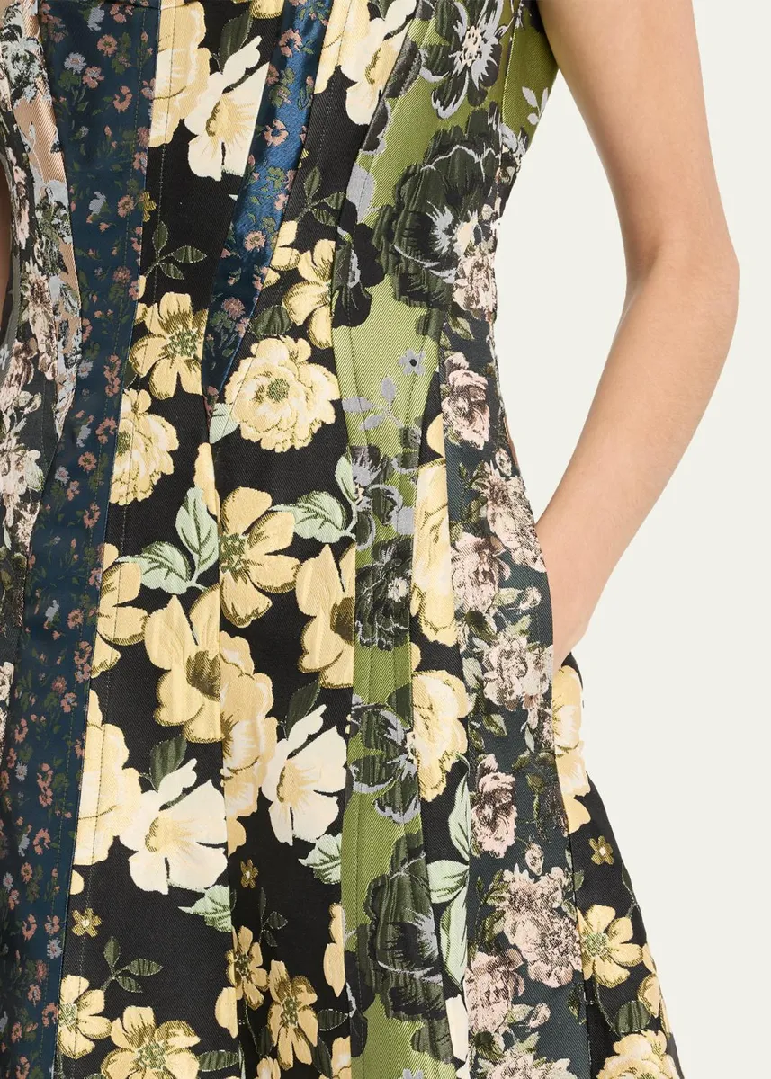 Jason Wu Collection Mixed Floral Silk Jacquard Patchwork Midi Dress | Thumbnail 5 Jason Wu Collection Mixed Floral Silk Jacquard Patchwork Midi Dress | Thumbnail 5
