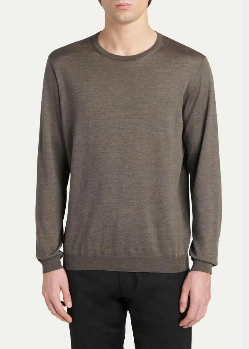 Giorgio Armani Men's Silk/Cotton Crewneck Sweater | Thumbnail 4 Giorgio Armani Men's Silk/Cotton Crewneck Sweater | Thumbnail 4