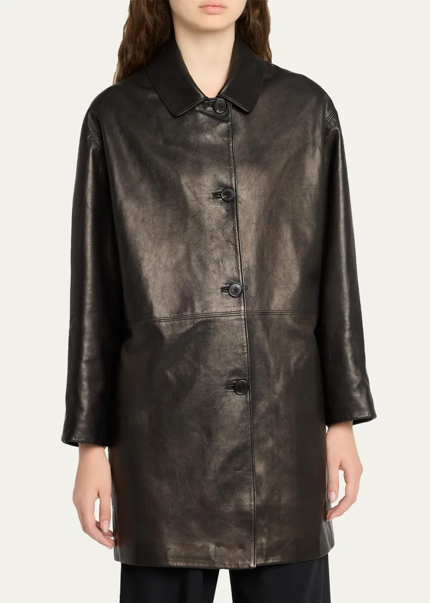 The Row Donata Leather Single-Breasted Coat | Thumbnail 4