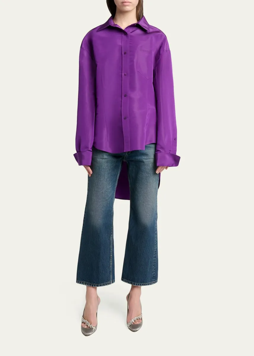 Balenciaga Silk Faille Cocoon Button-Down Shirt | Thumbnail 2 Balenciaga Silk Faille Cocoon Button-Down Shirt | Thumbnail 2