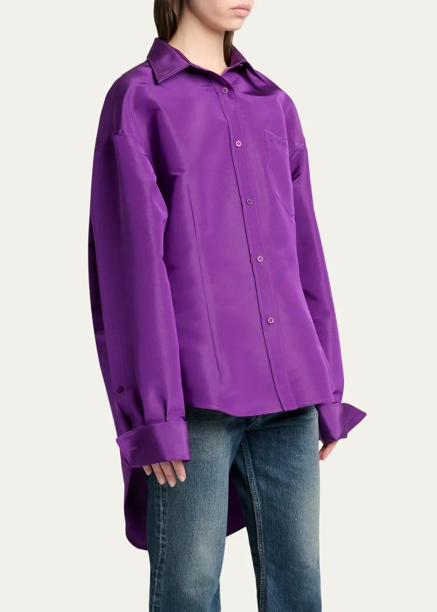 Balenciaga Silk Faille Cocoon Button-Down Shirt | Thumbnail 4 Balenciaga Silk Faille Cocoon Button-Down Shirt | Thumbnail 4