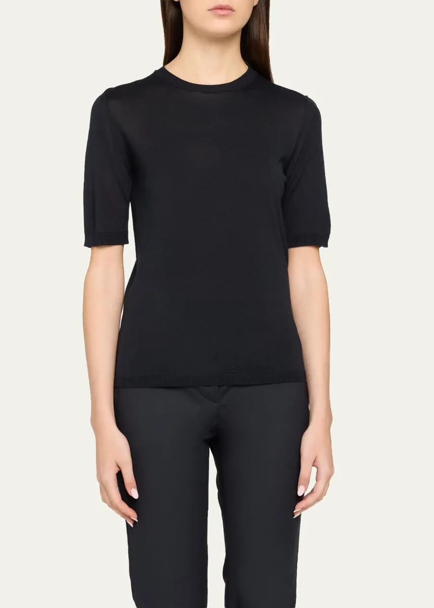 Max Mara Aceti Short-Sleeved Cashmere-Silk Sweater | Thumbnail 4