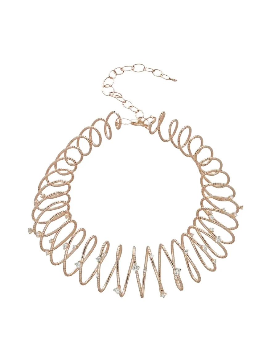 18K Gold and Titanium Coiled Diamond Necklace