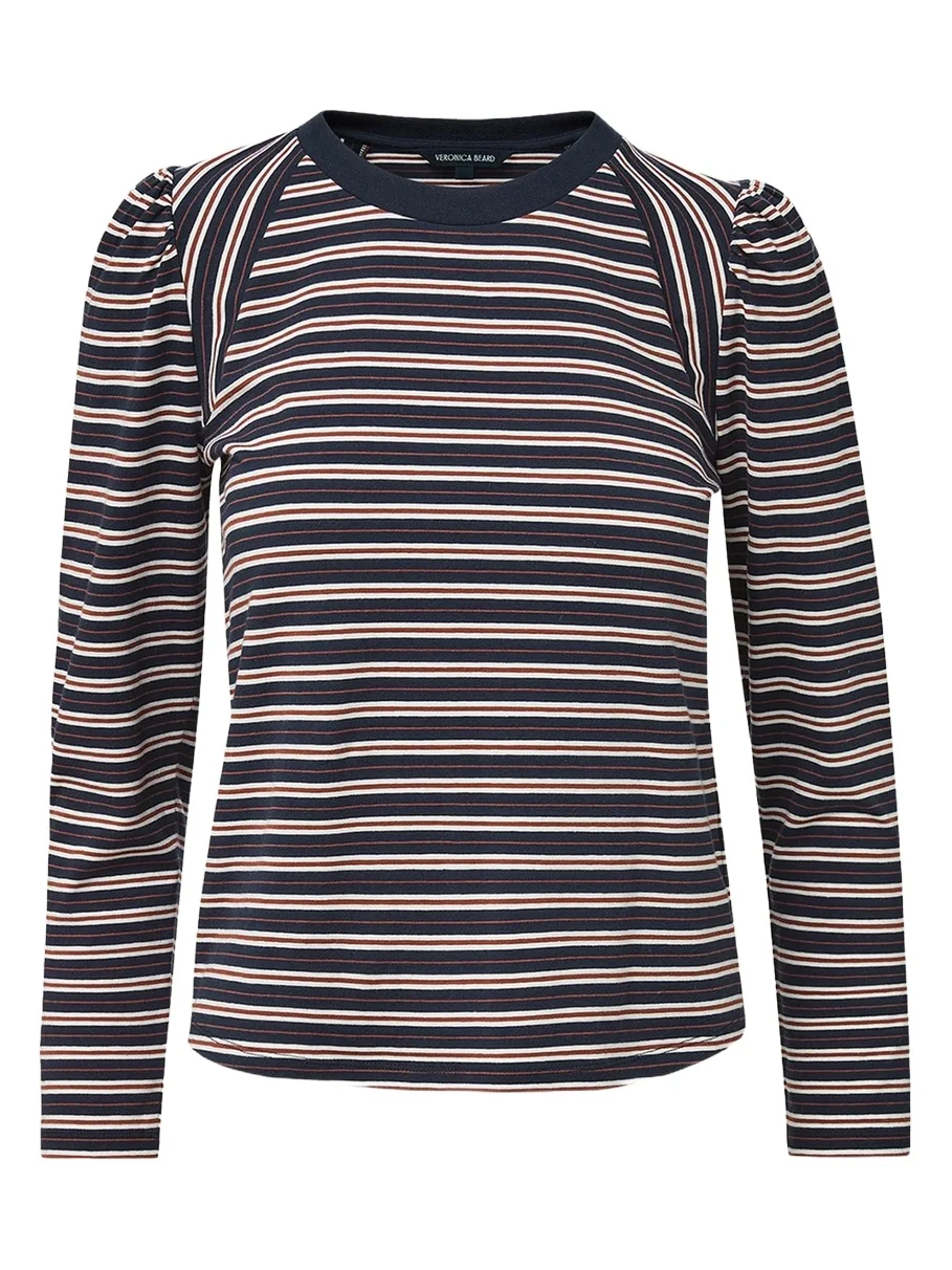 Veronica Beard Mason Striped Crewneck Baseball T-Shirt