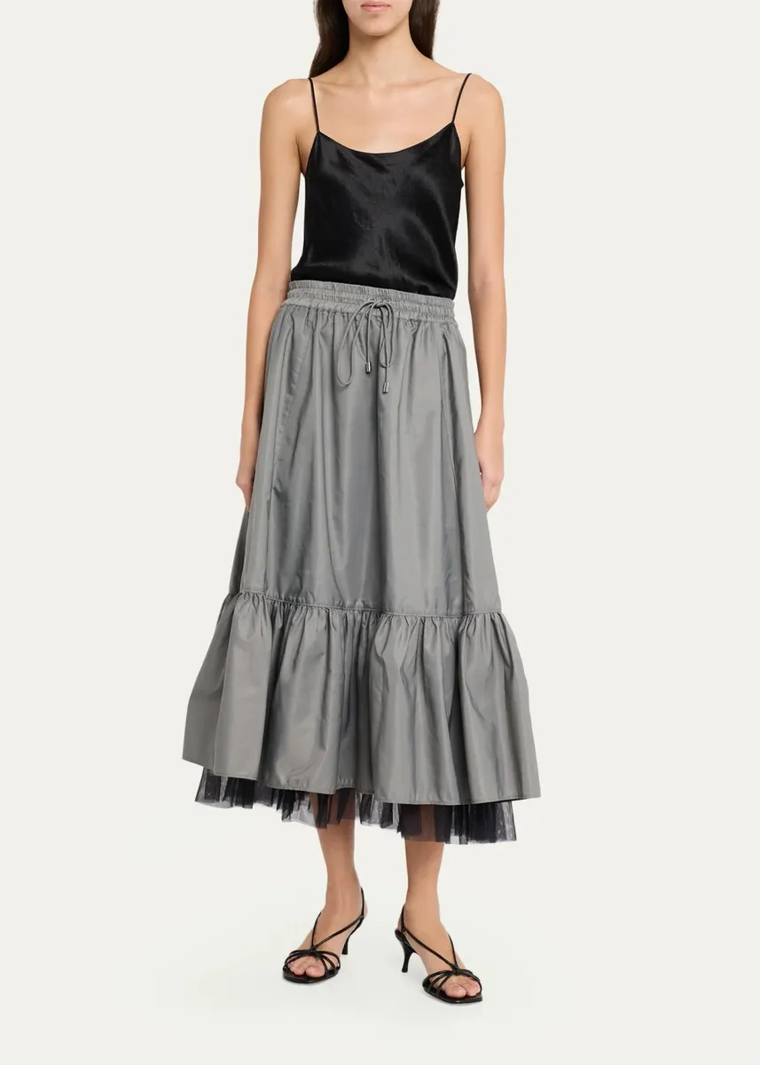 Cinq à Sept Arianne Tiered Drawstring Midi Skirt | Thumbnail 2