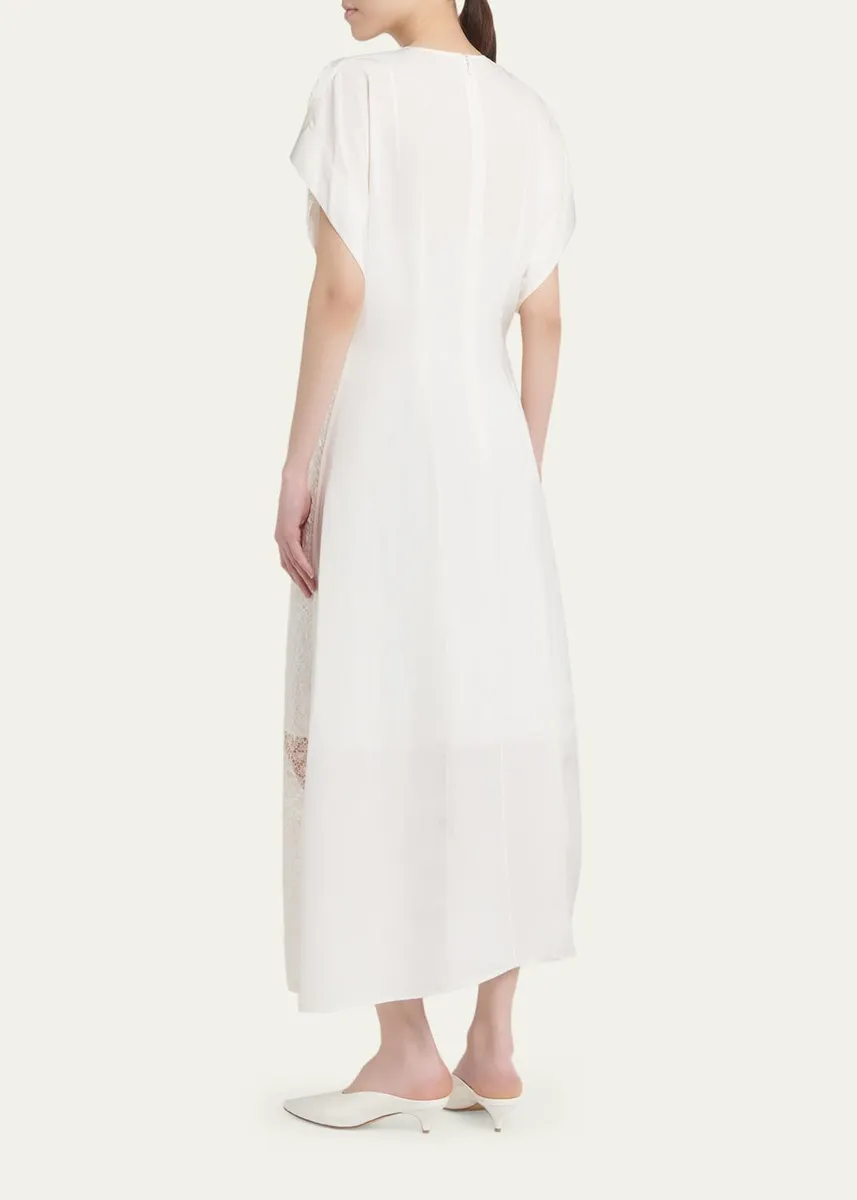 Bottega Veneta Sheer Floral Lace Short-Sleeve Midi Dress | Thumbnail 3