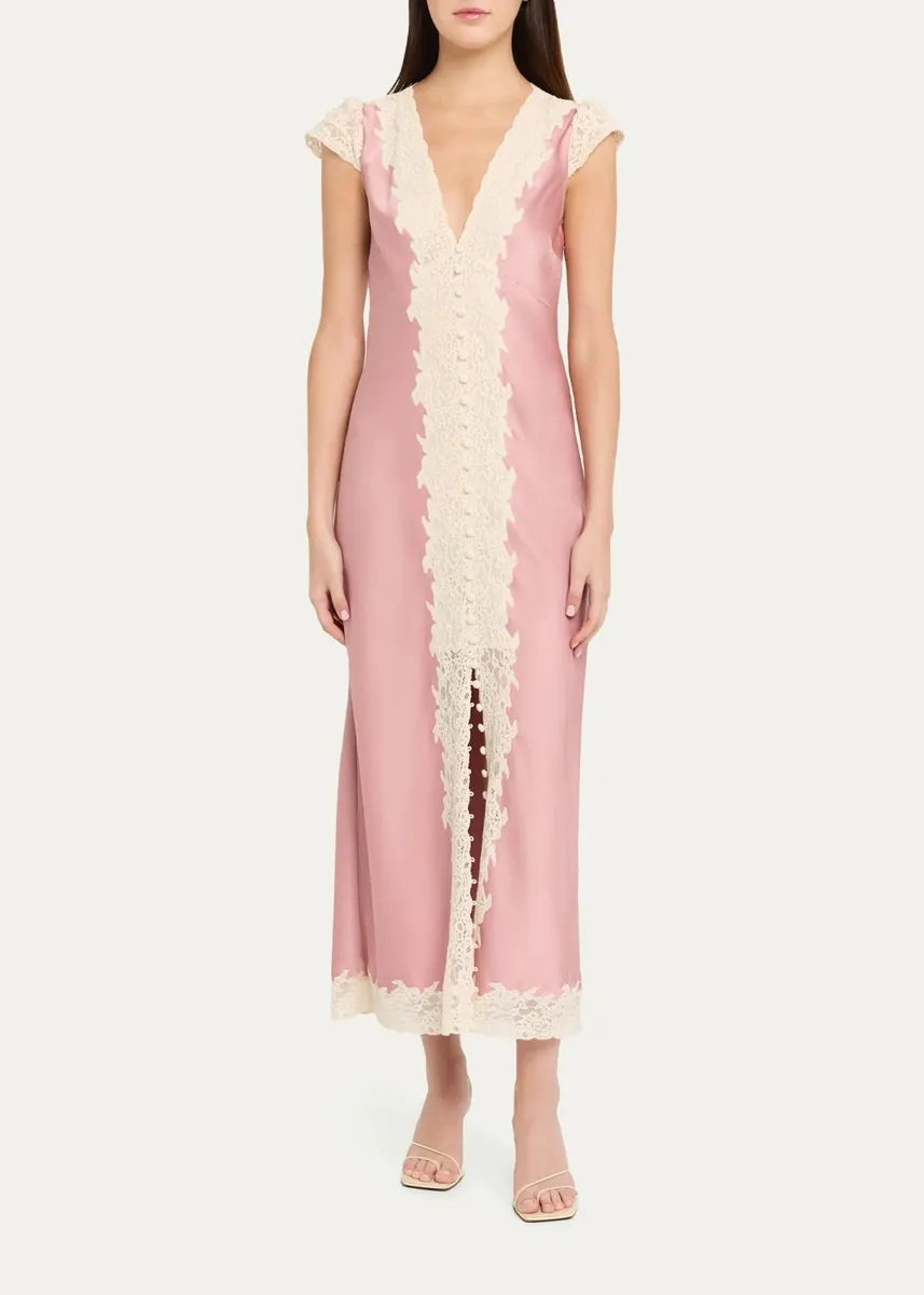 LoveShackFancy Para Laced Crepe Maxi Dress | Thumbnail 2 LoveShackFancy Para Laced Crepe Maxi Dress | Thumbnail 2