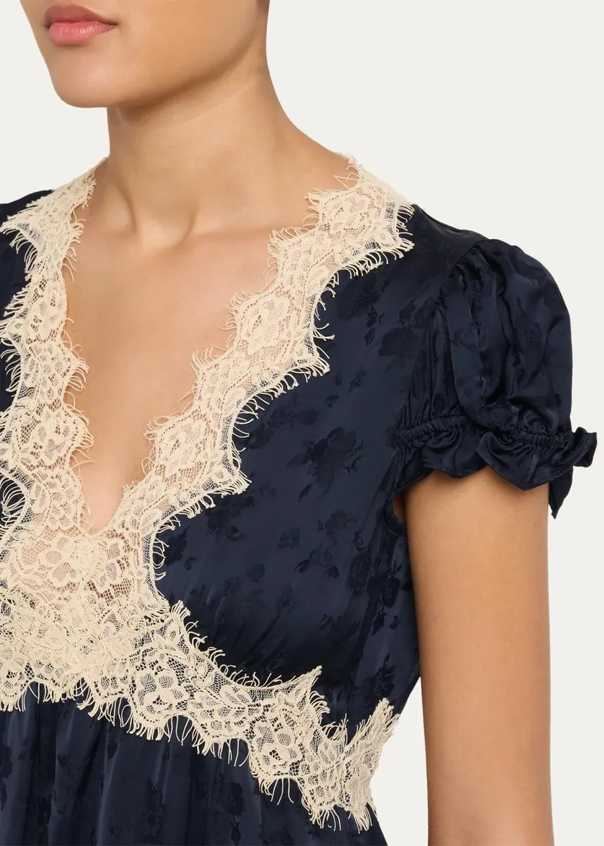 Sea Shay Floral Jacquard Lace-Trim Midi Dress | Thumbnail 5 Sea Shay Floral Jacquard Lace-Trim Midi Dress | Thumbnail 5