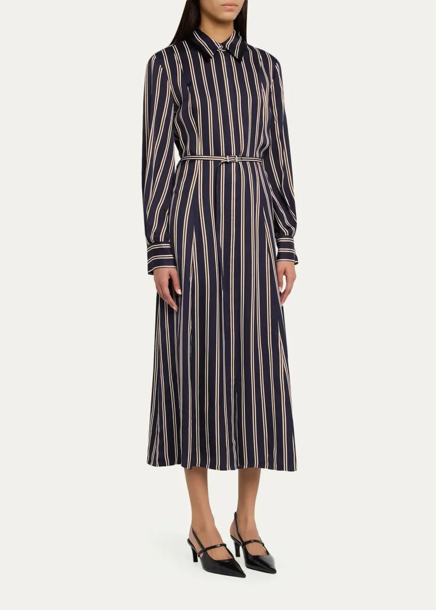 Jason Wu Collection Striped Satin Long-Sleeve Belted Midi Shirtdress | Thumbnail 4 Jason Wu Collection Striped Satin Long-Sleeve Belted Midi Shirtdress | Thumbnail 4