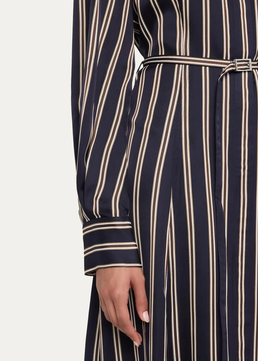 Jason Wu Collection Striped Satin Long-Sleeve Belted Midi Shirtdress | Thumbnail 5 Jason Wu Collection Striped Satin Long-Sleeve Belted Midi Shirtdress | Thumbnail 5