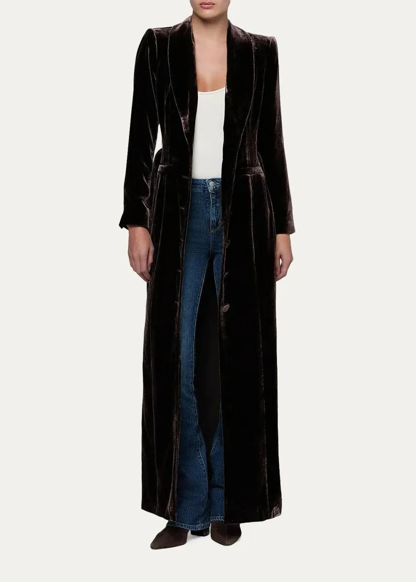 L'Agence Raini Velvet Shawl-Collar Maxi Coat | Thumbnail 4 L'Agence Raini Velvet Shawl-Collar Maxi Coat | Thumbnail 4
