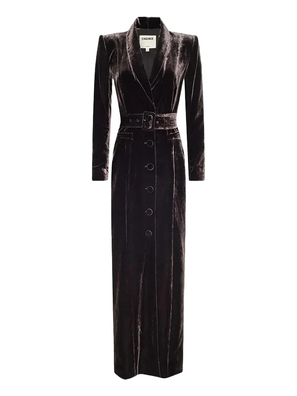 L'Agence Raini Velvet Shawl-Collar Maxi Coat