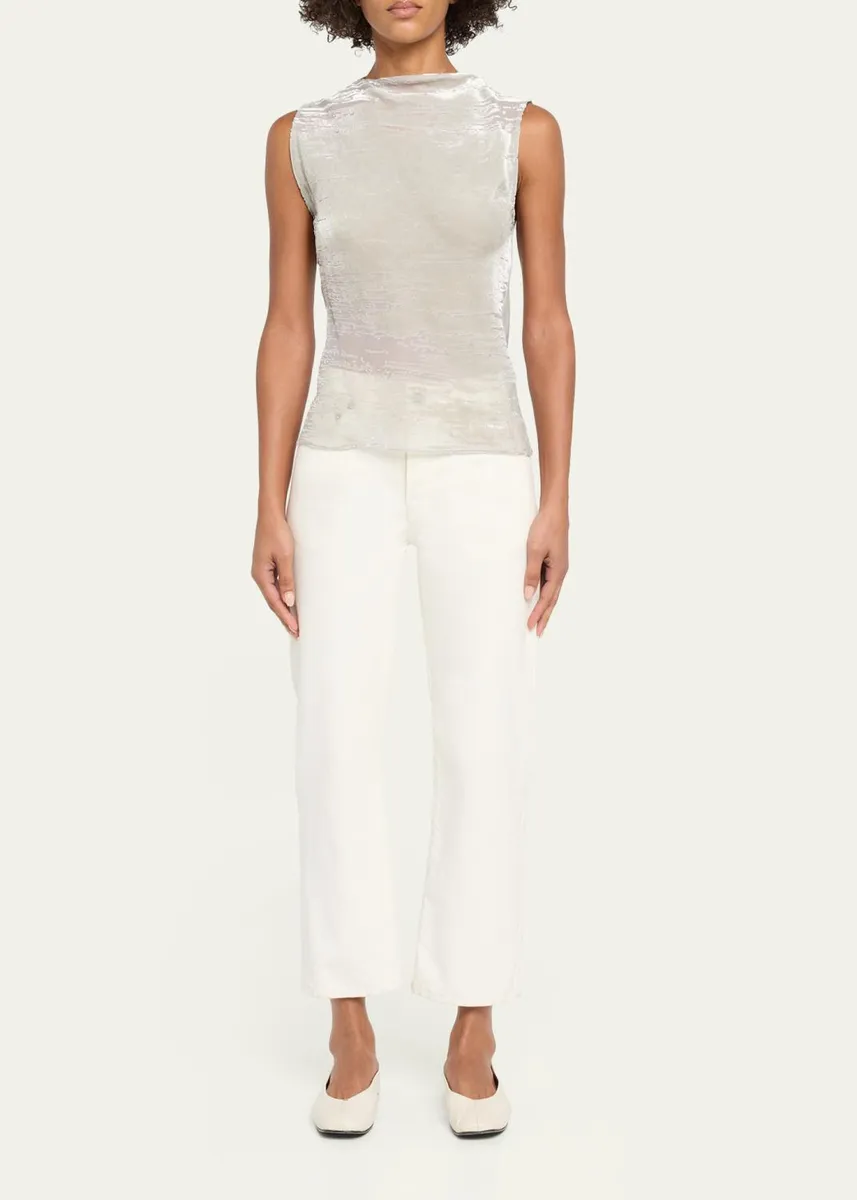 Grace Ling Boat-Neck Glitch Velvet Burnout Sleeveless Top | Thumbnail 2 Grace Ling Boat-Neck Glitch Velvet Burnout Sleeveless Top | Thumbnail 2