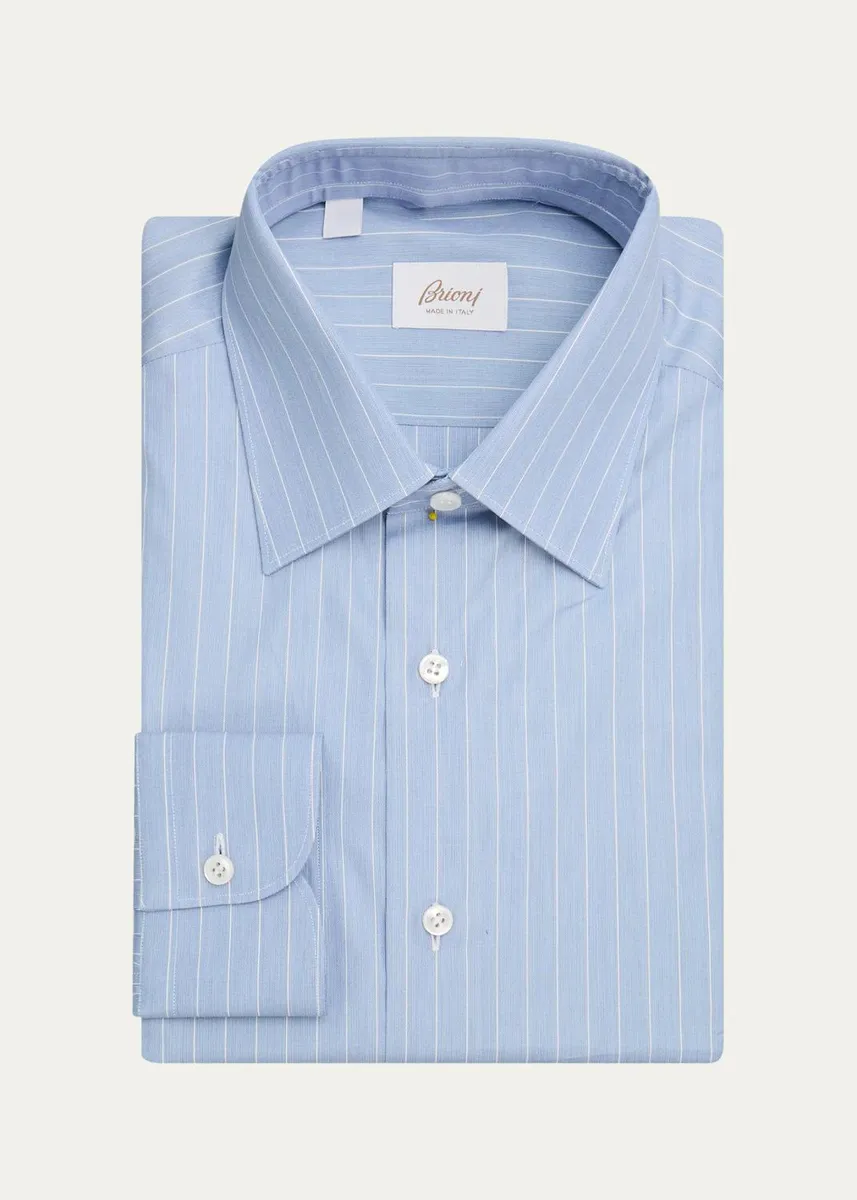 Brioni Men's Striped Cotton Dress Shirt | Thumbnail 3 Brioni Men's Striped Cotton Dress Shirt | Thumbnail 3