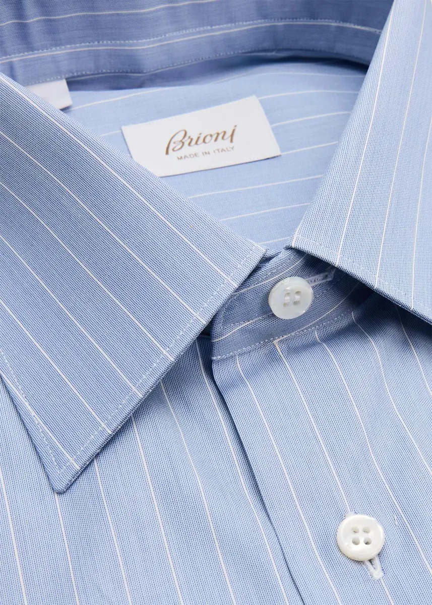 Brioni Men's Striped Cotton Dress Shirt | Thumbnail 4 Brioni Men's Striped Cotton Dress Shirt | Thumbnail 4