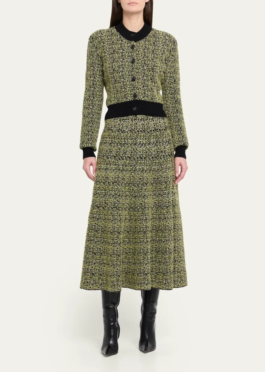 Brandon Maxwell Miller Textured Knit A-Line Midi Skirt | Thumbnail 2