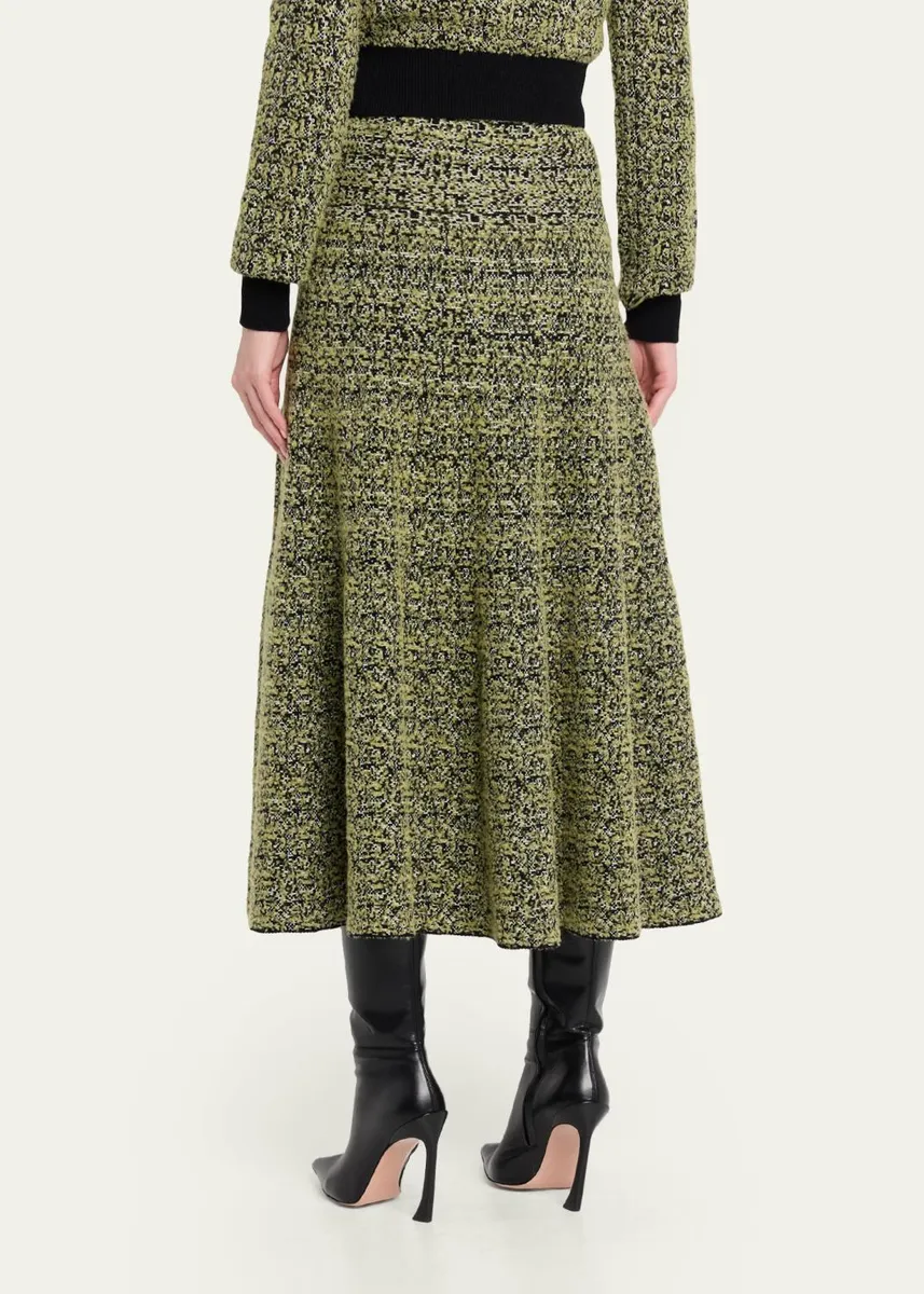Brandon Maxwell Miller Textured Knit A-Line Midi Skirt | Thumbnail 3