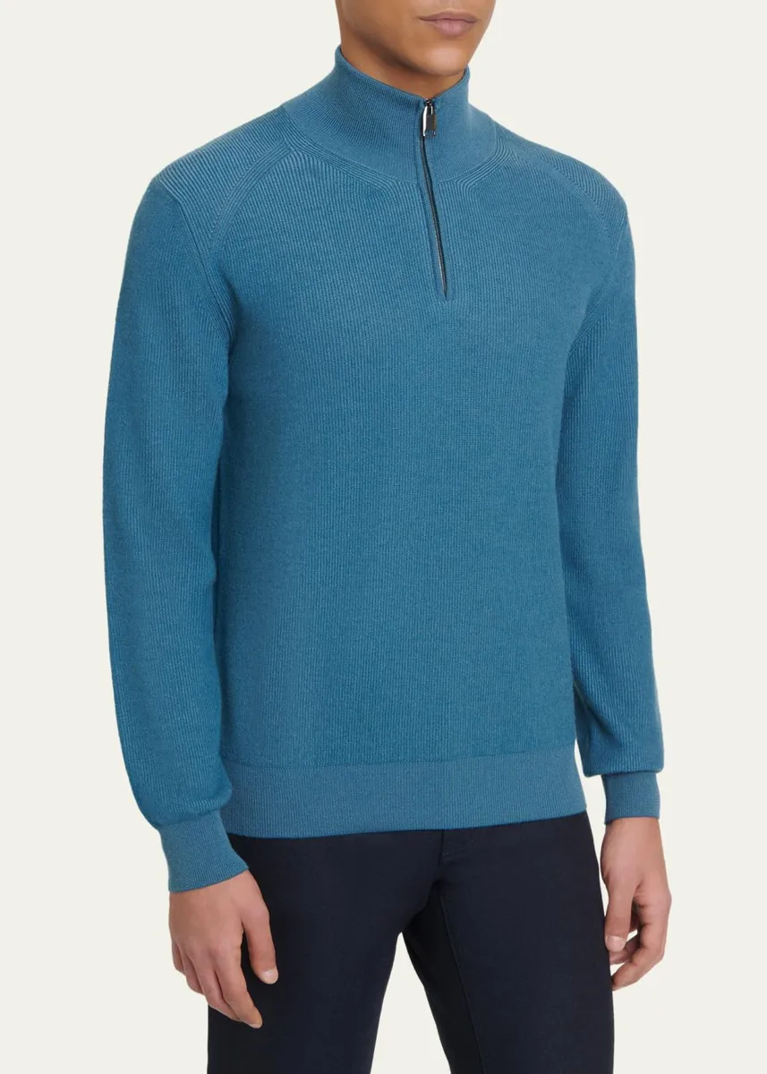 Brioni Men's Cashmere Quarter-Zip Sweater | Thumbnail 8 Brioni Men's Cashmere Quarter-Zip Sweater | Thumbnail 8