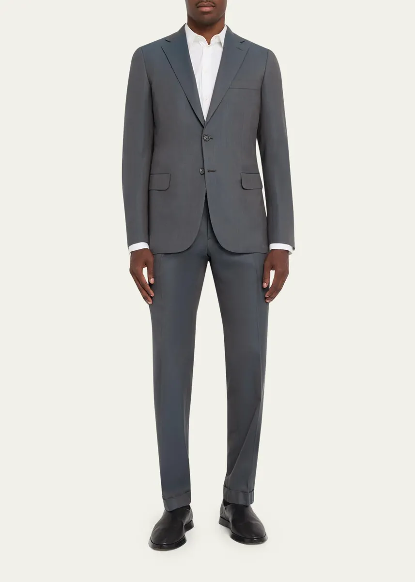 Brioni Men's Wool Tonal Two-Piece Suit | Thumbnail 2 Brioni Men's Wool Tonal Two-Piece Suit | Thumbnail 2