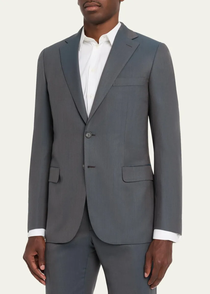 Brioni Men's Wool Tonal Two-Piece Suit | Thumbnail 4 Brioni Men's Wool Tonal Two-Piece Suit | Thumbnail 4