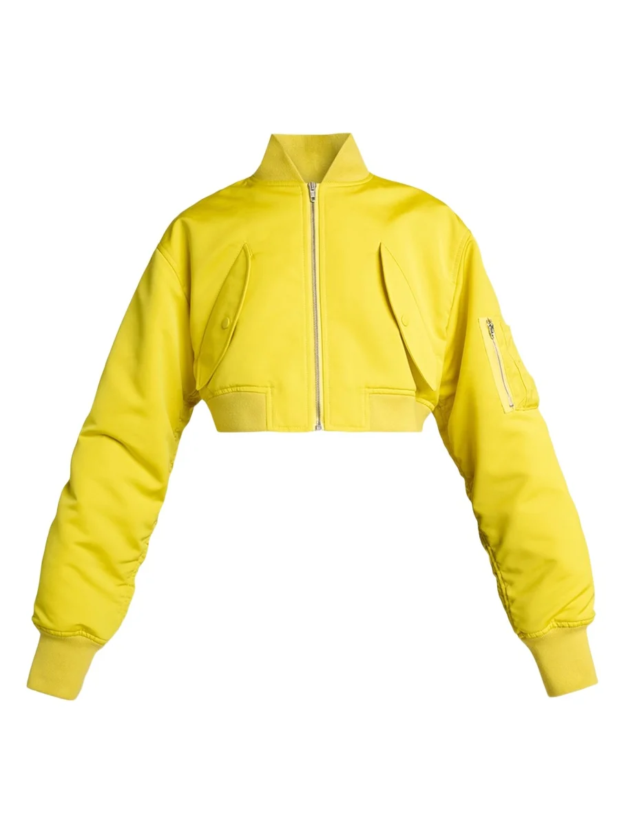 Technical Faille Crop Bomber Jacket