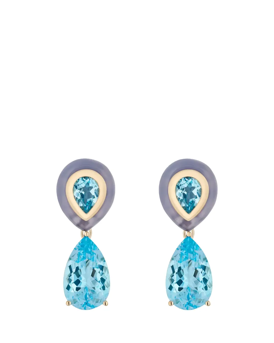 Mason and Books 14K Adela Detachable Drop Earrings with Topaz and Chalcedony | Thumbnail 2 Mason and Books 14K Adela Detachable Drop Earrings with Topaz and Chalcedony | Thumbnail 2
