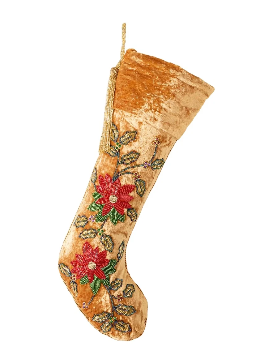 Sudha Pennathur Embroidered Velvet Holiday Stocking | Thumbnail 1 Sudha Pennathur Embroidered Velvet Holiday Stocking | Thumbnail 1