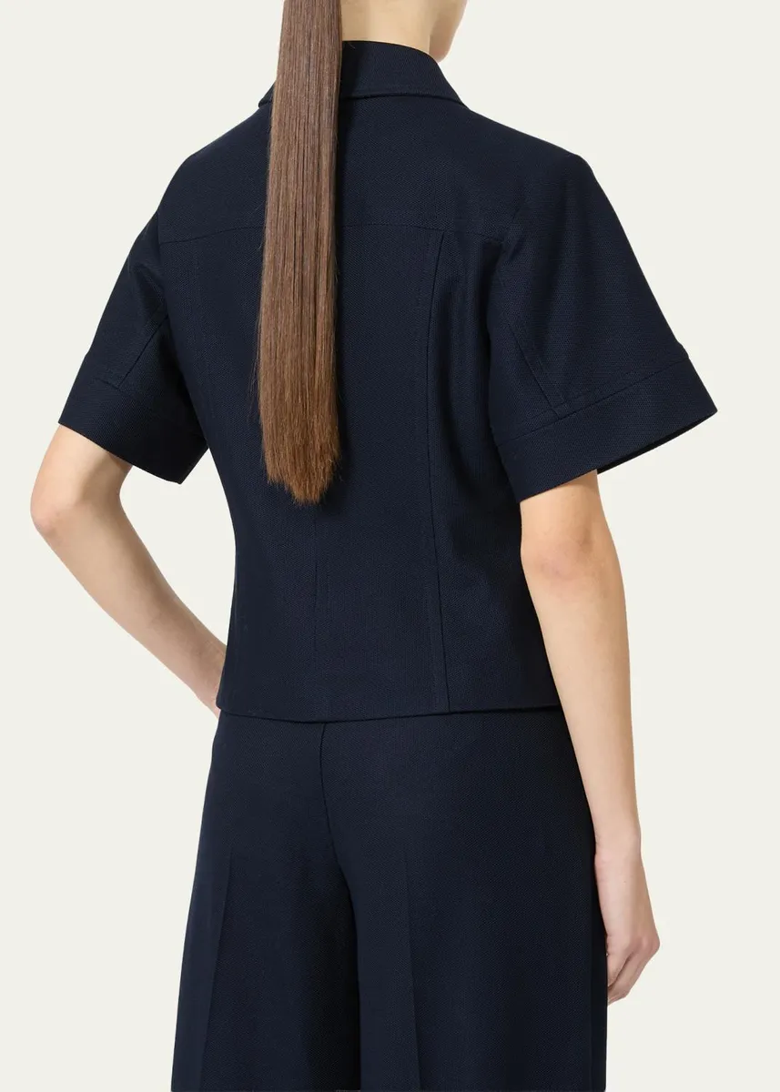 Max Mara Risorsa Short-Sleeve Pique Shirt Jacket | Thumbnail 3 Max Mara Risorsa Short-Sleeve Pique Shirt Jacket | Thumbnail 3