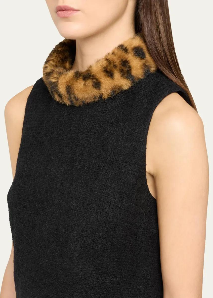 Cara Cara Gina Faux Fur-Collar Tweed Boucle Top | Thumbnail 5