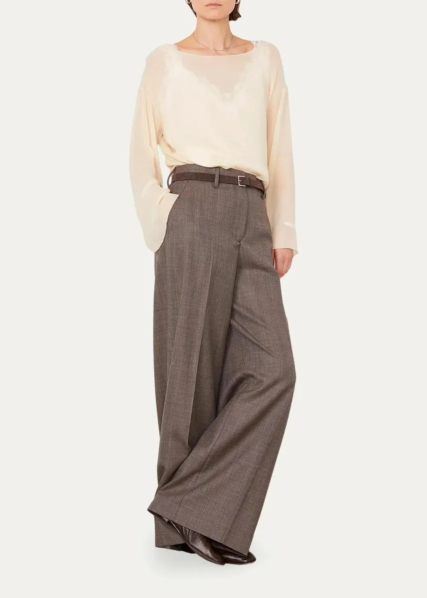 OFFICINE GÉNÉRALE Pleated Virgin Wool Wide-Leg Trousers | Thumbnail 2 OFFICINE GÉNÉRALE Pleated Virgin Wool Wide-Leg Trousers | Thumbnail 2
