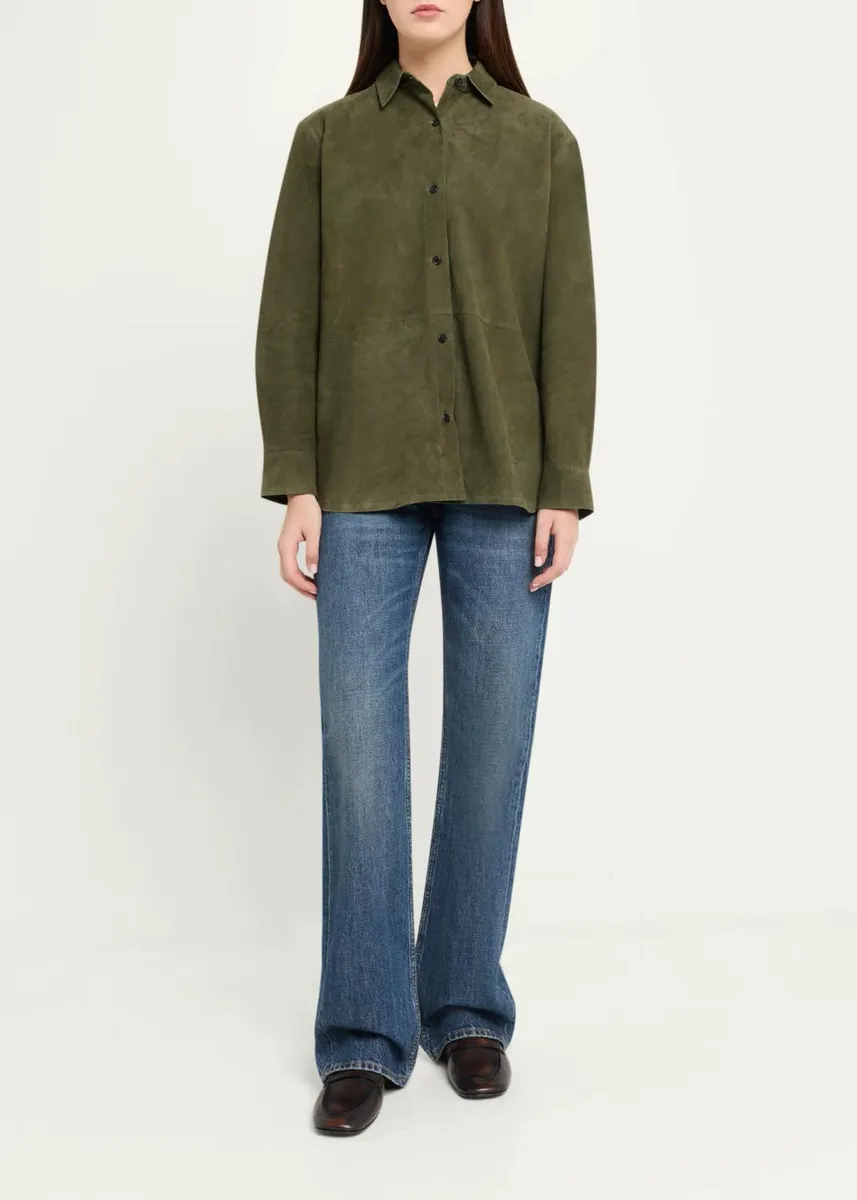 Theory Long-Sleeve Suede Menswear Shirt | Thumbnail 2