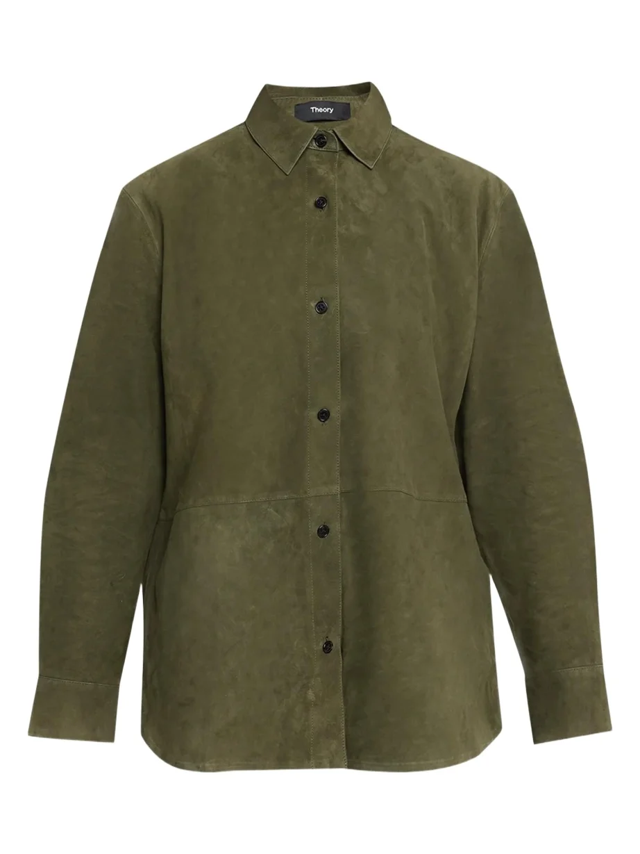 Theory Long-Sleeve Suede Menswear Shirt