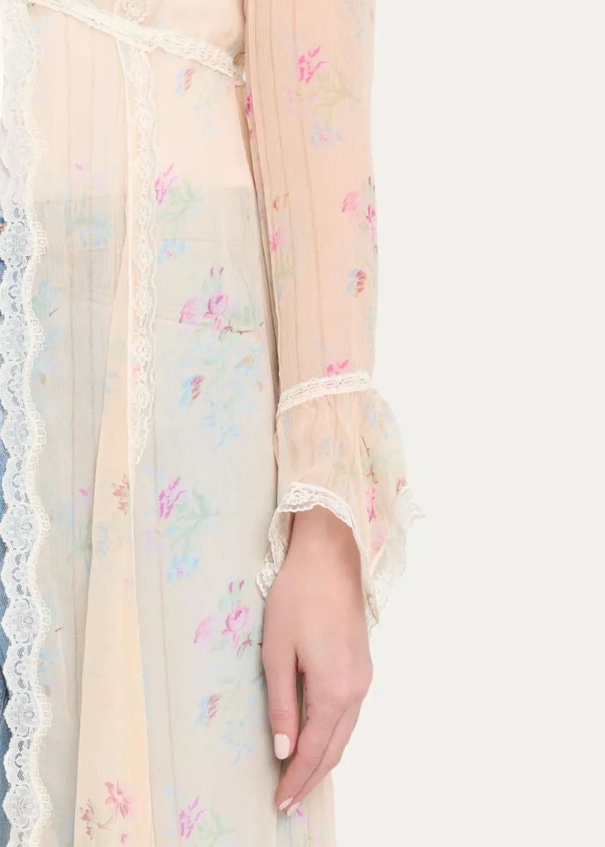LoveShackFancy Mariven Lace-Trim Floral Silk Duster Cardigan | Thumbnail 5 LoveShackFancy Mariven Lace-Trim Floral Silk Duster Cardigan | Thumbnail 5