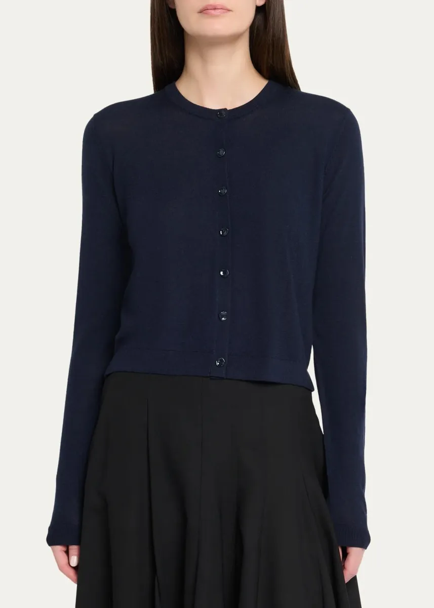Jason Wu Collection Striped-Panel Merino Wool Knit Crewneck Cardigan | Thumbnail 4