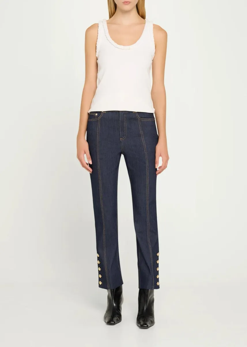 Cinq à Sept Maggie Button-Embellished Bootcut Jeans | Thumbnail 2 Cinq à Sept Maggie Button-Embellished Bootcut Jeans | Thumbnail 2