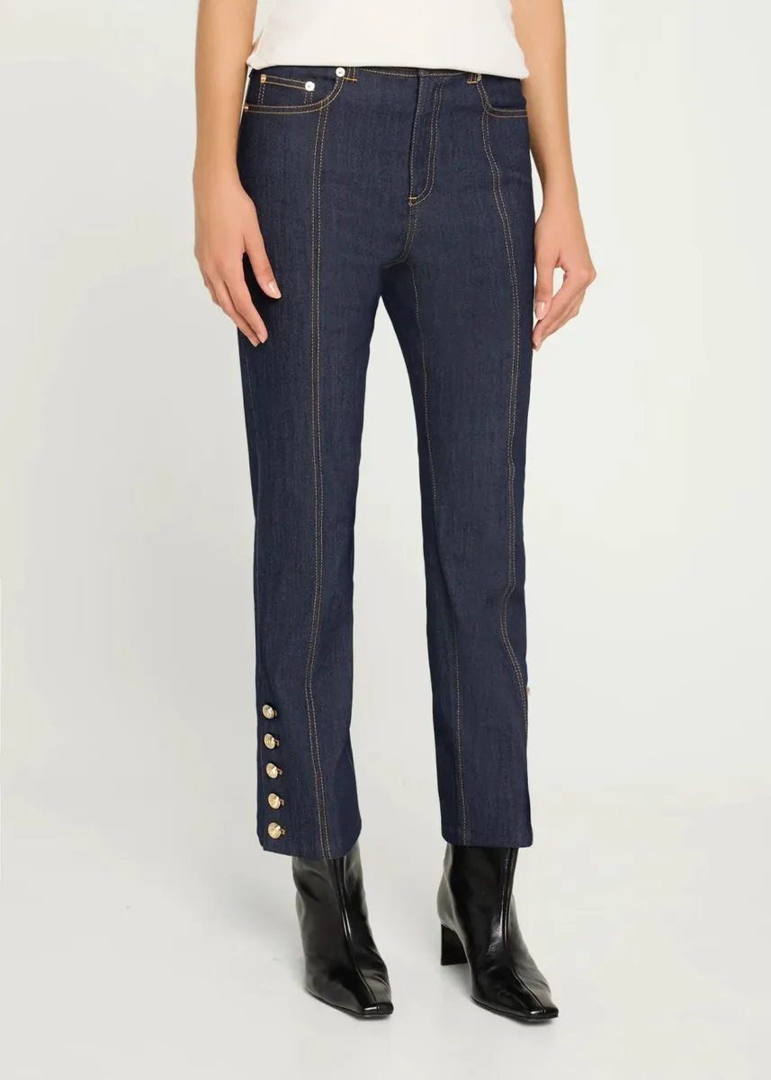 Cinq à Sept Maggie Button-Embellished Bootcut Jeans | Thumbnail 4 Cinq à Sept Maggie Button-Embellished Bootcut Jeans | Thumbnail 4
