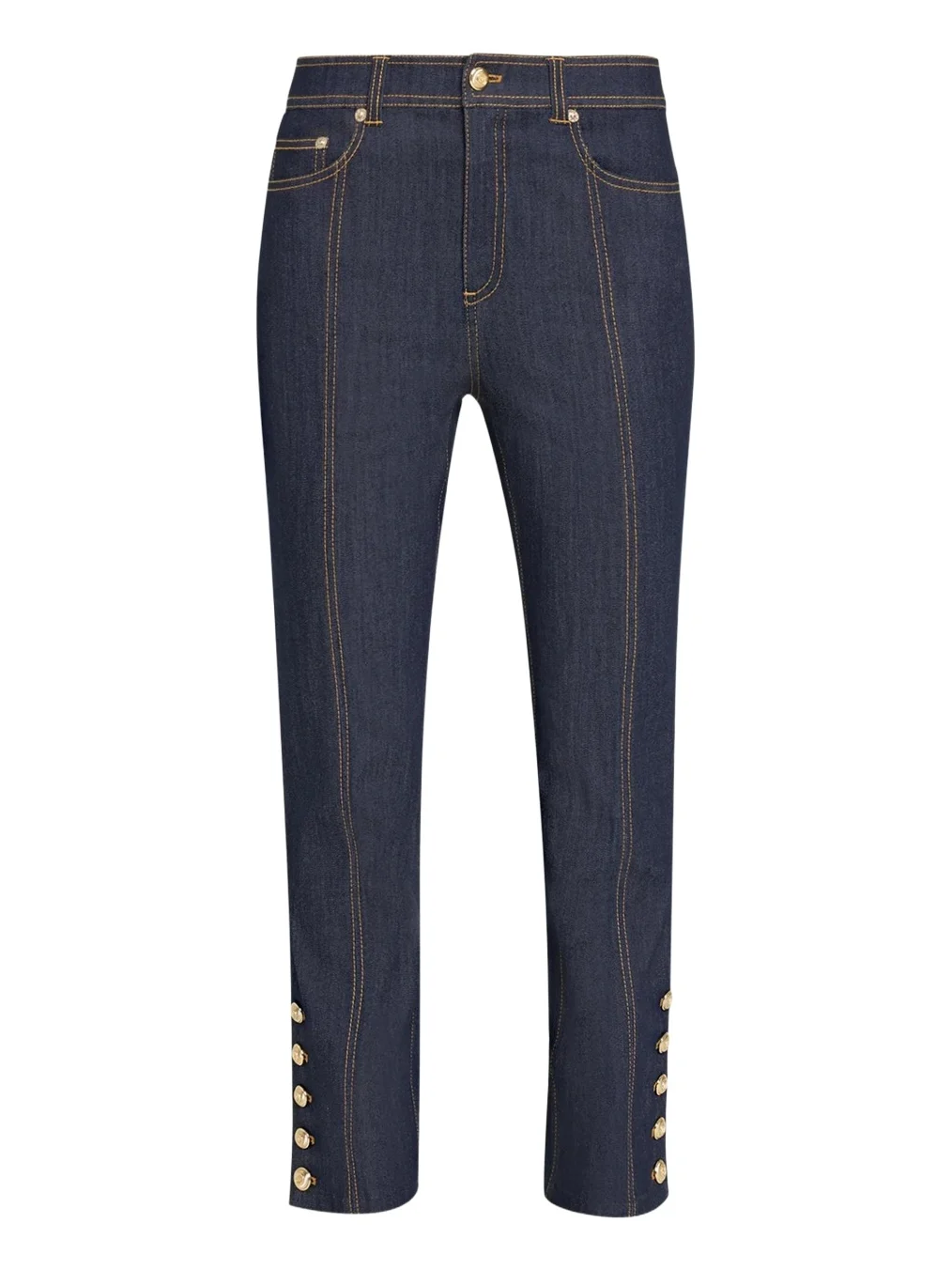 Maggie Button-Embellished Bootcut Jeans