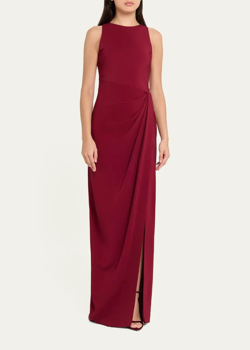 Oscar de la Renta Sleeveless Draped Slit Column Gown | Thumbnail 2 Oscar de la Renta Sleeveless Draped Slit Column Gown | Thumbnail 2