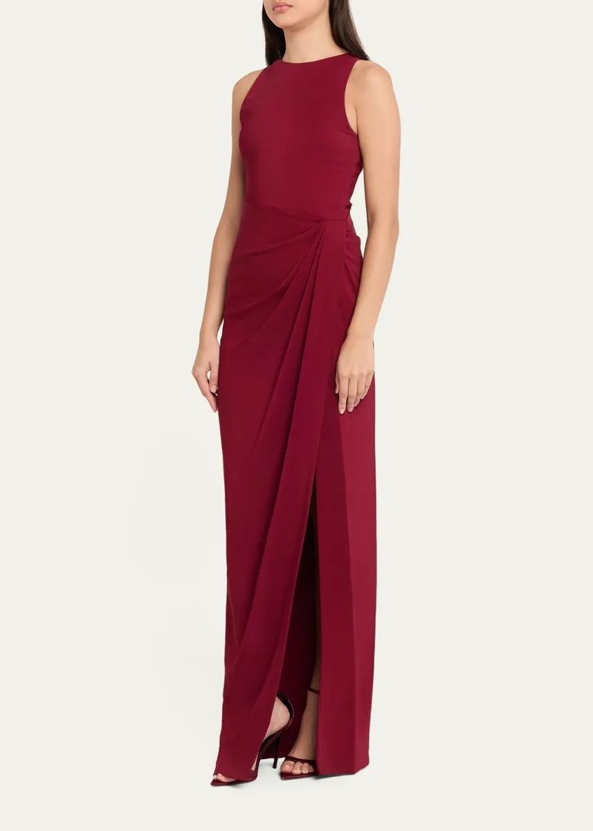 Oscar de la Renta Sleeveless Draped Slit Column Gown | Thumbnail 4 Oscar de la Renta Sleeveless Draped Slit Column Gown | Thumbnail 4