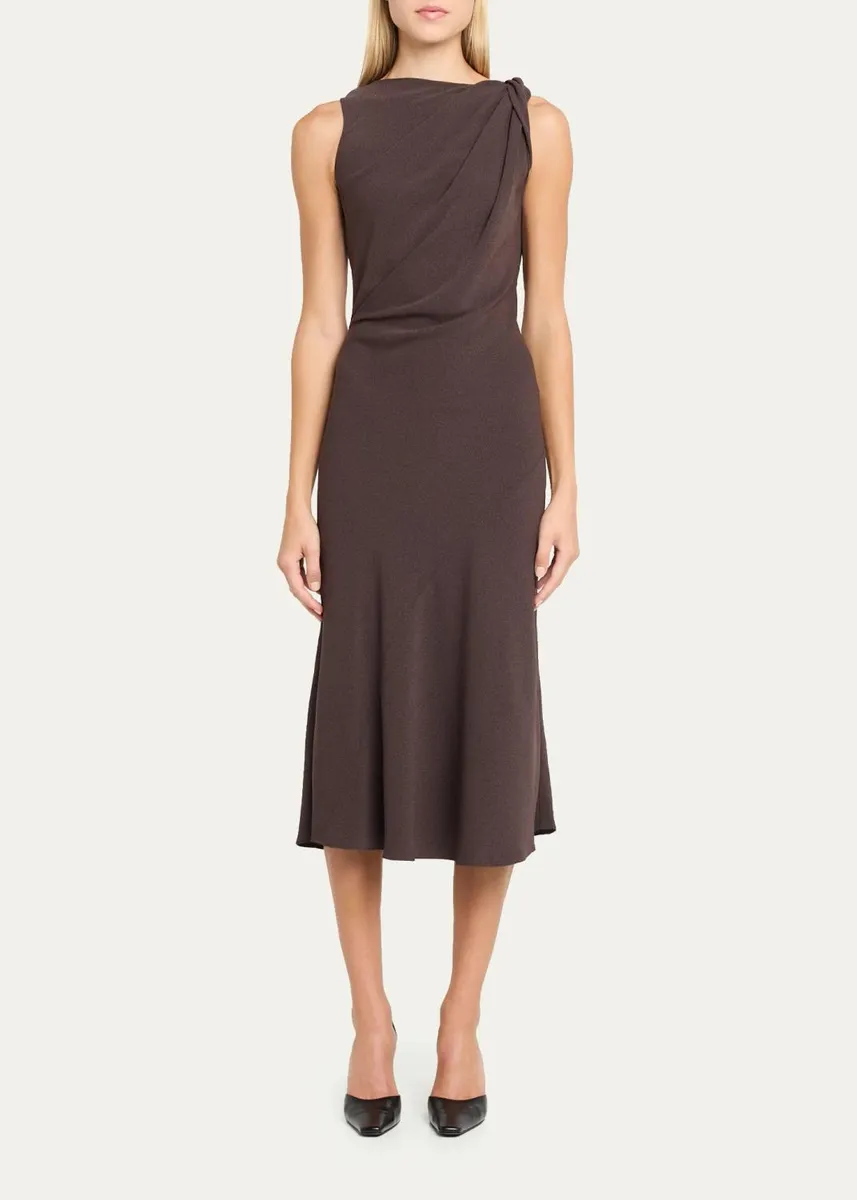 Theory Twisted Shoulder Midi Dress | Thumbnail 2 Theory Twisted Shoulder Midi Dress | Thumbnail 2