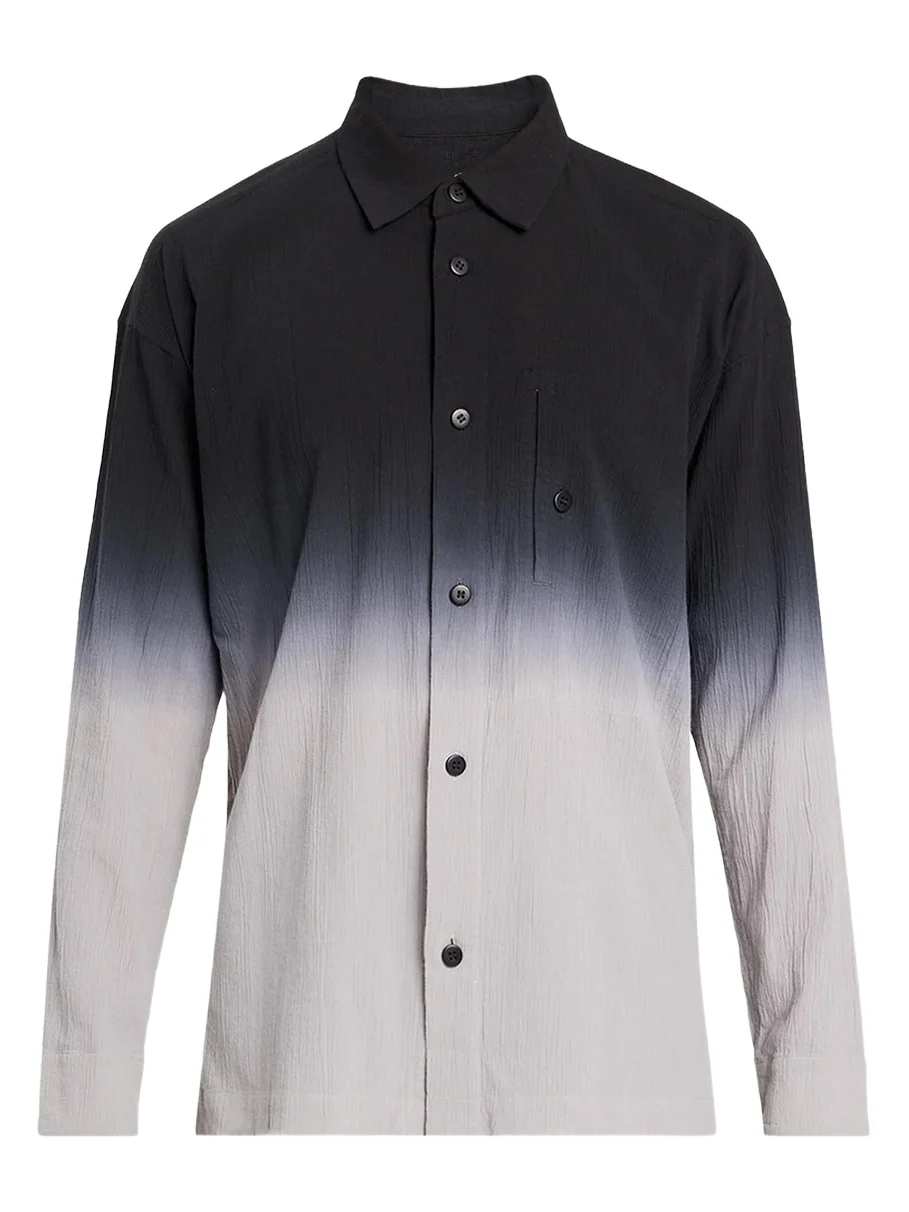 IM MEN Men's Textured Cotton Drip Degrade Button-Down Shirt