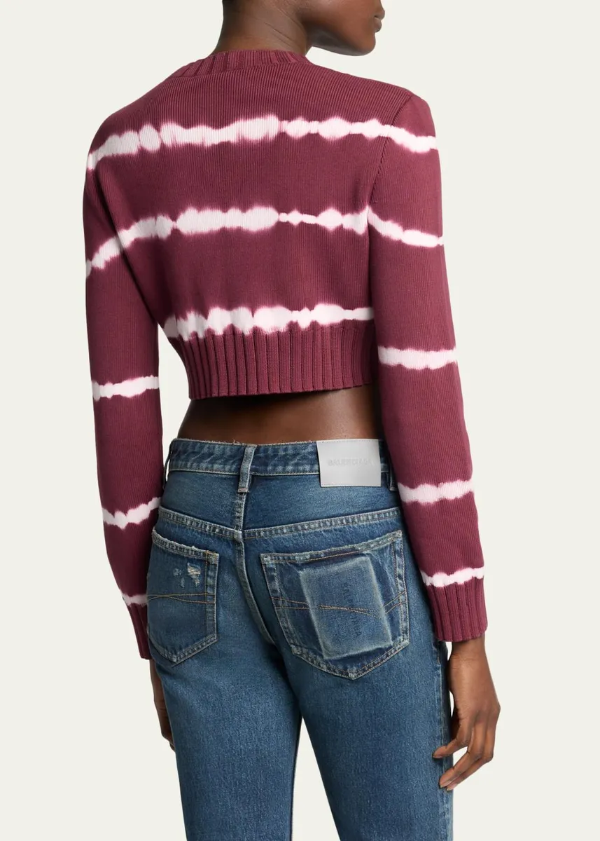 Balenciaga Bleach Striped Crop Crewneck Sweater | Thumbnail 3 Balenciaga Bleach Striped Crop Crewneck Sweater | Thumbnail 3