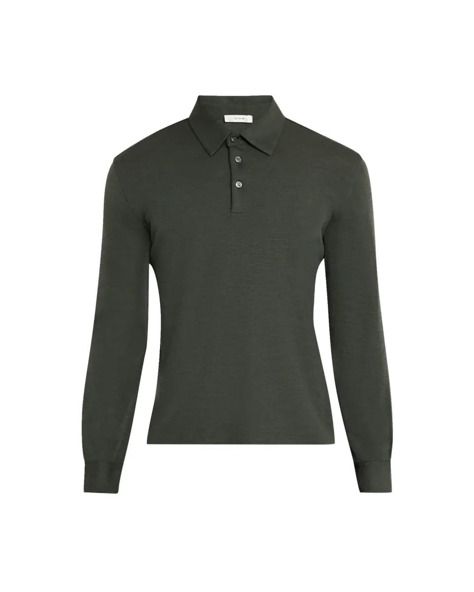 The Row Men's Reyes Wool Silk Polo Shirt | Thumbnail 2 The Row Men's Reyes Wool Silk Polo Shirt | Thumbnail 2