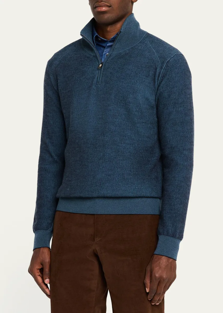 Brioni Men's Cashmere Quarter-Zip Sweater | Thumbnail 4 Brioni Men's Cashmere Quarter-Zip Sweater | Thumbnail 4