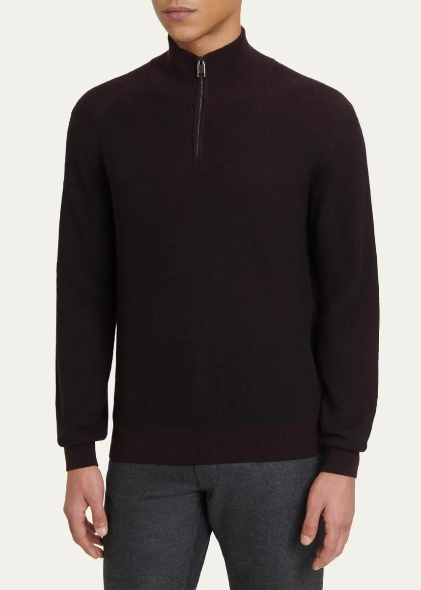 Brioni Men's Cashmere Quarter-Zip Sweater | Thumbnail 8 Brioni Men's Cashmere Quarter-Zip Sweater | Thumbnail 8