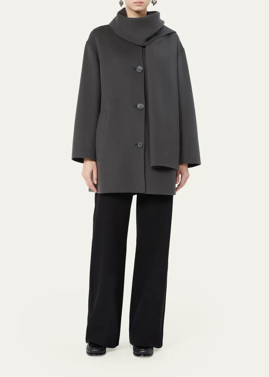 Max Mara Alicia Neck-Scarf Wool Single-Breasted Coat | Thumbnail 2