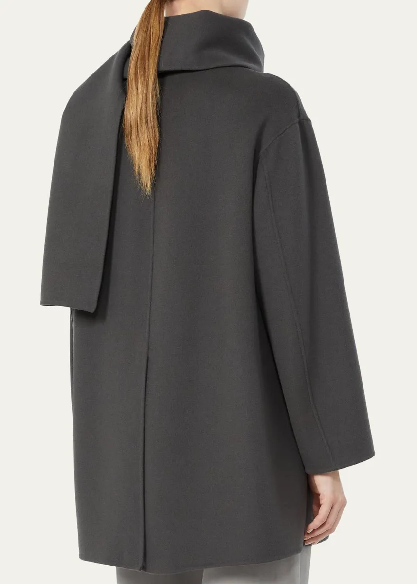 Max Mara Alicia Neck-Scarf Wool Single-Breasted Coat | Thumbnail 3