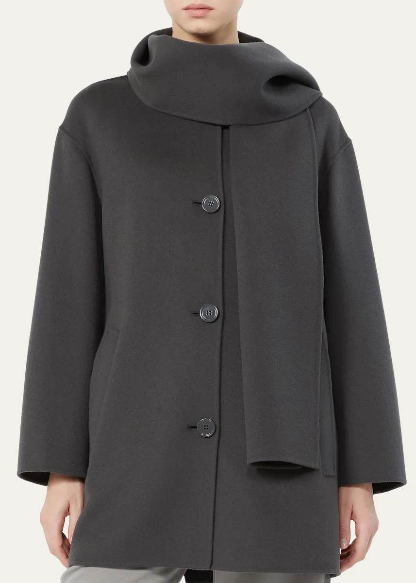 Max Mara Alicia Neck-Scarf Wool Single-Breasted Coat | Thumbnail 4