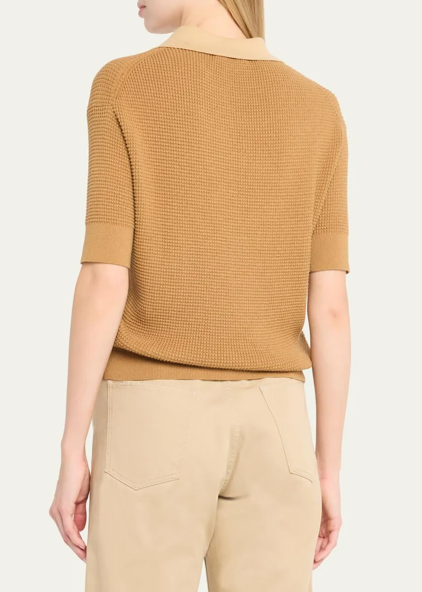 JW Anderson Short-Sleeve Textured Knit Polo Sweater | Thumbnail 3 JW Anderson Short-Sleeve Textured Knit Polo Sweater | Thumbnail 3