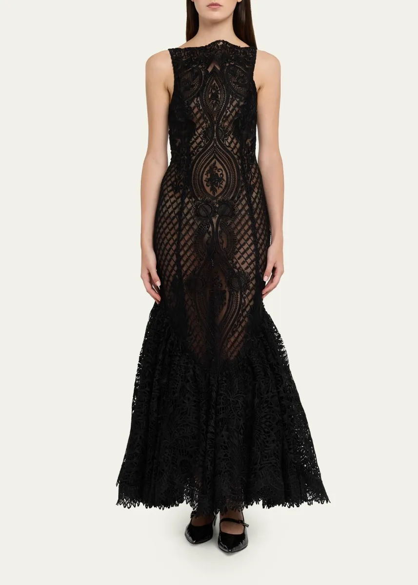 Atelier Prabal Gurung High-Neck Sleeveless Lace Mermaid Gown | Thumbnail 2 Atelier Prabal Gurung High-Neck Sleeveless Lace Mermaid Gown | Thumbnail 2